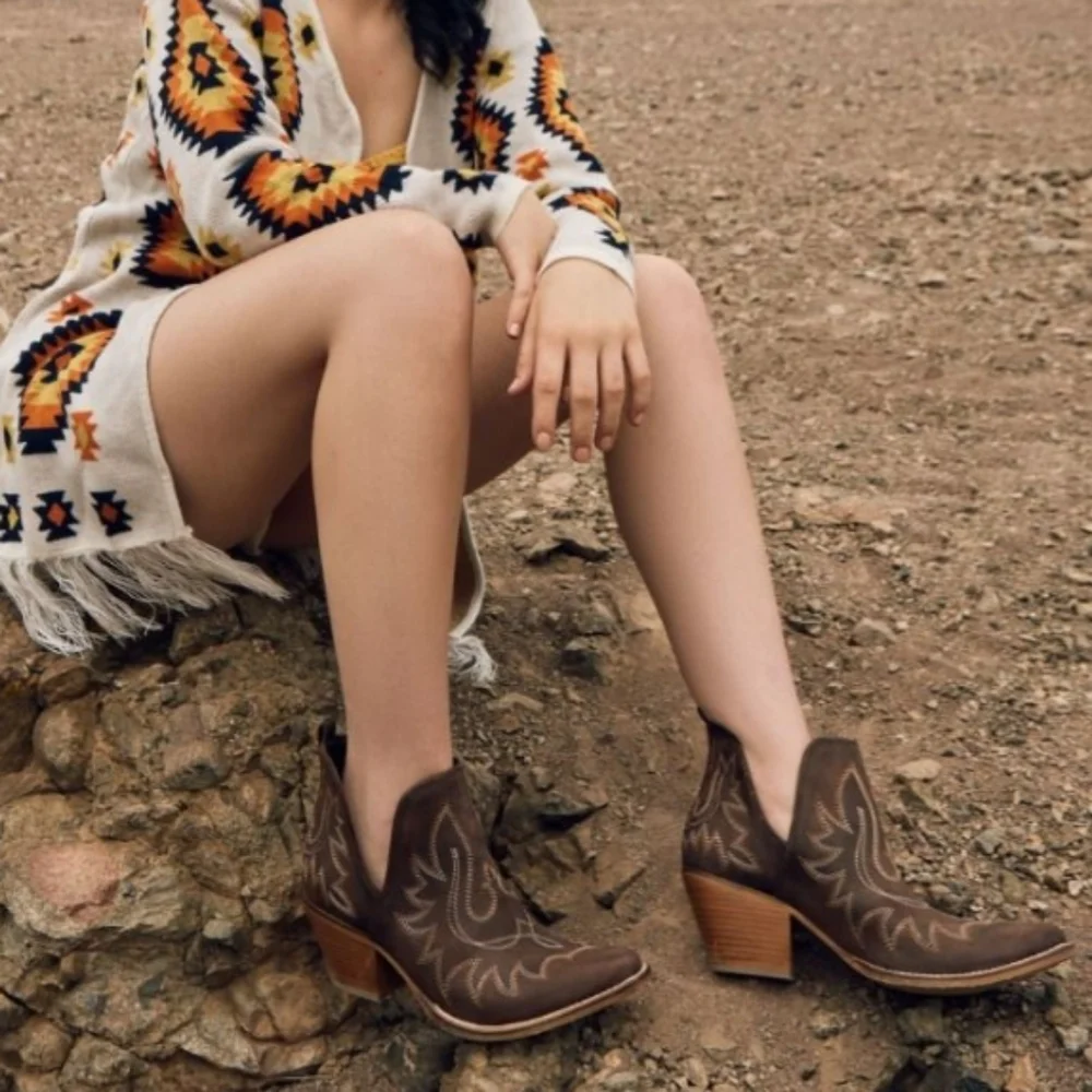 NWT Myra Boho Western Leather Ankle Booties - Picture 12 of 12